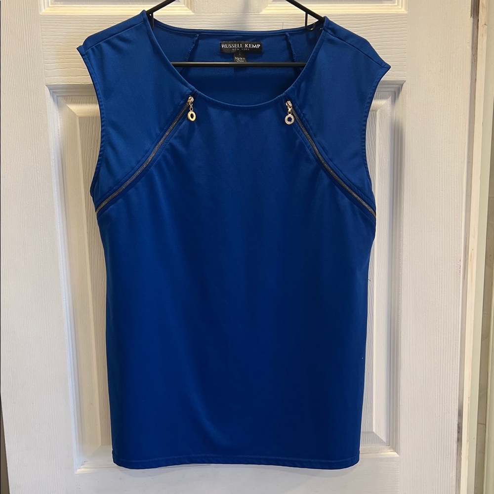 Russell Kemp Royal Blue Sleeveless Zip Accent Camisole